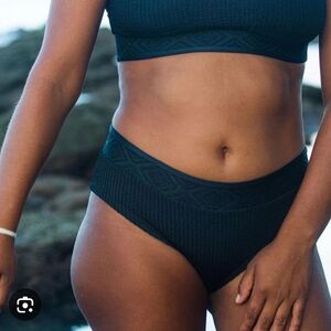 Seea Naya Ribbed Bikini Bottoms, Size Small, in Onyx